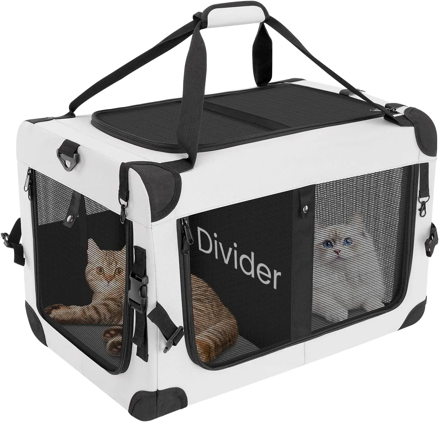 

Extra Large Cat Carrier for 2 Cats with Divider, Double Soft-Sided Pet Carrier for Small Dogs, Puppies & Rabbits, Collapsible