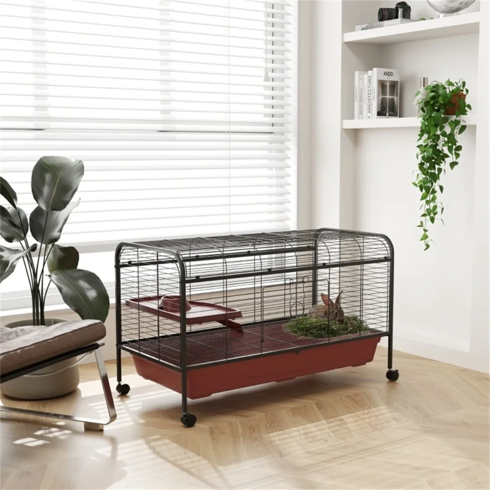 

Heavy-Duty Small Animal Enclosure with Ramp & Elevated Platform - Ventilated Steel Cage for Rabbits & Pets