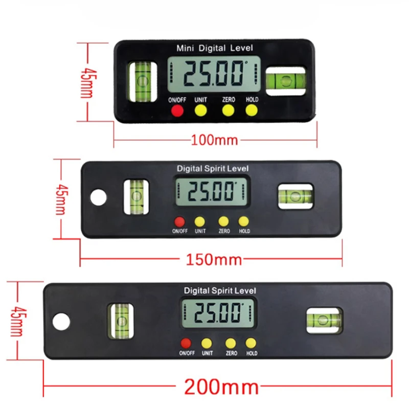 Digital Level Box Electronic Angle Gauge Protractor 100/150/200mm Angle Finder Bevel Gauge With Magnetic Base