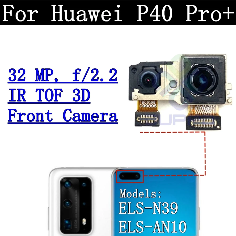 Original Front Rear Camera Module For Huawei P40 Pro+ P40Pro+ View Frontal Main Facing Back Camera Cover Frame With Glass Lens