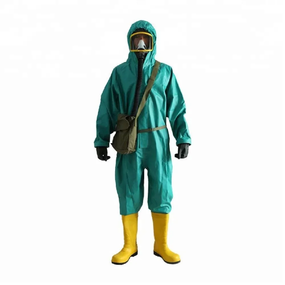 

Reusable rubber chemical suit with hood and boots covers