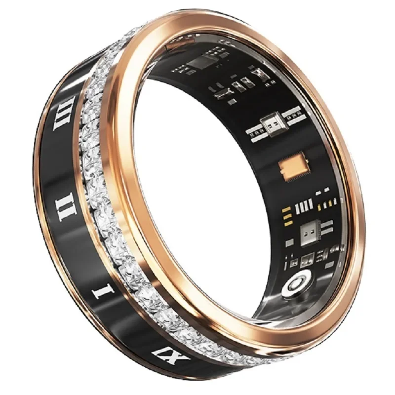 

New Fashion Diamond-set Smart Ring Heart Rate Oxygen Detection Pedometer Multifunctional Sports Ring Ring