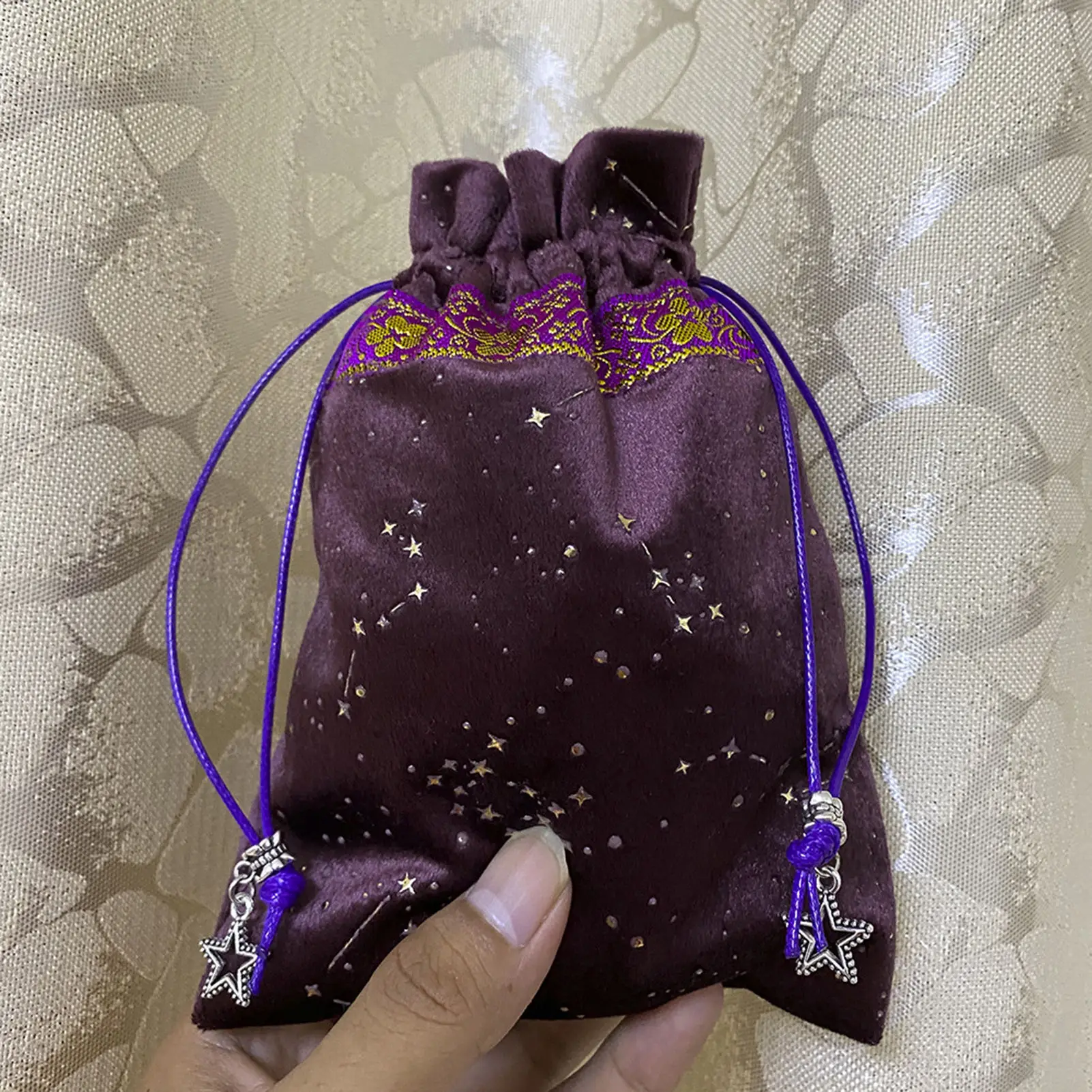 13x18cm Witch Constellation Energy Crystal Storage Bag Star Gift Drawstring Bag High-end Jewelry Velvet Tarot Card Storage Bag