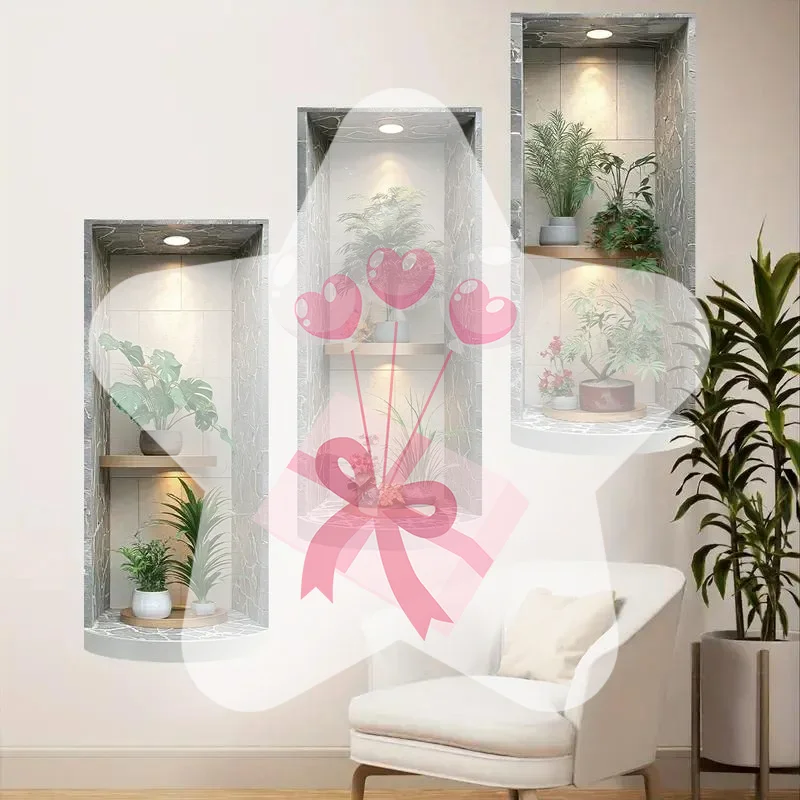 2D Green Tree Wall Sticker Self-Adhesive Easy To Peel Plant Wall Sticker Waterproof PVC Wall Decoration