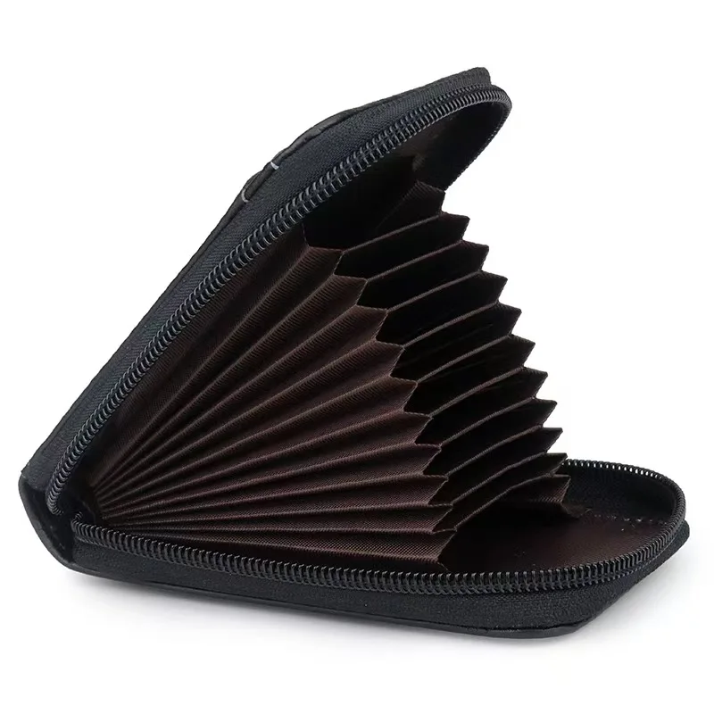 RFID Blocking Leather Wallet for Men Women, 12 Card Slot Accordion ID Driver License Holder, Thin Minimalist Credit Card Organiz