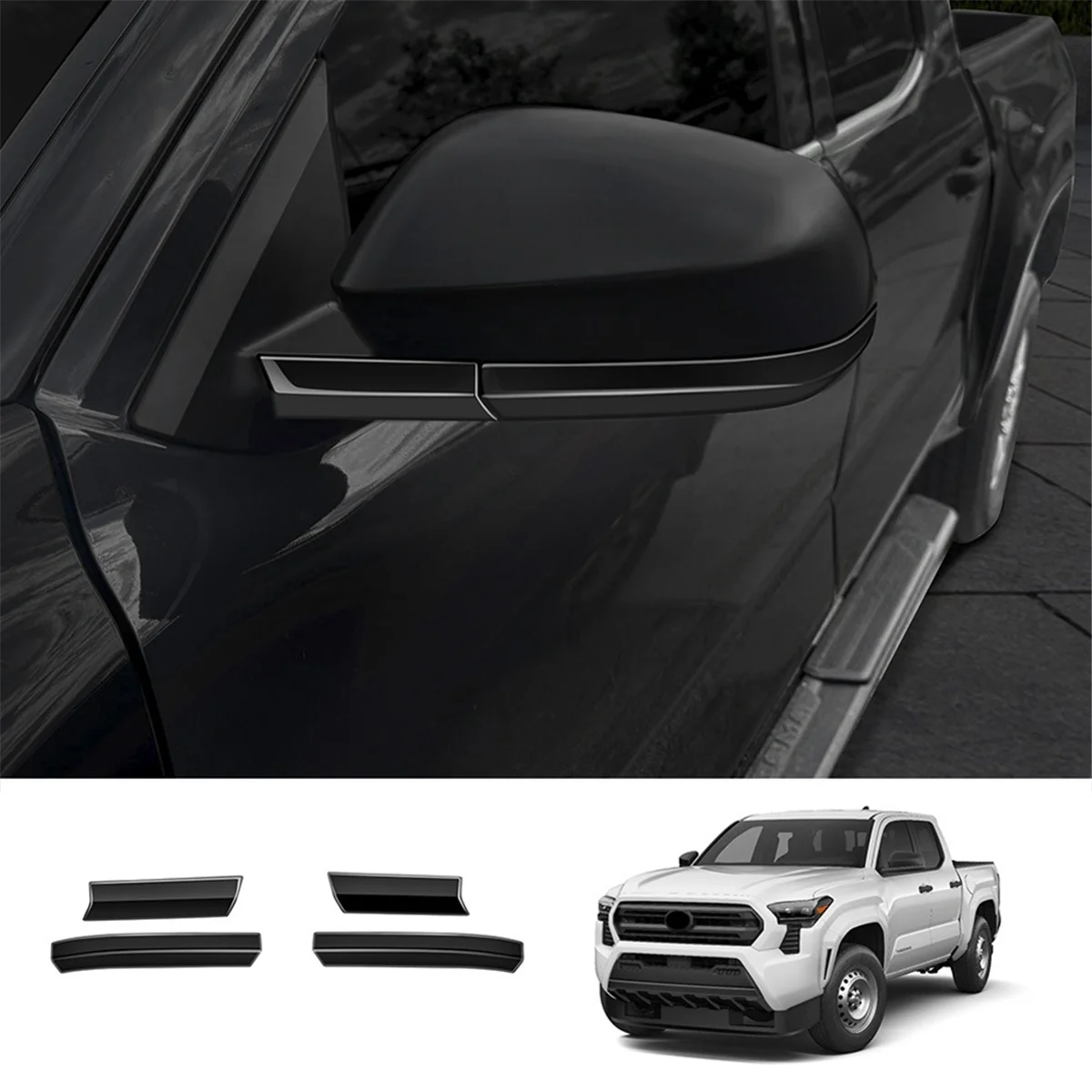 

Professional-Grade Car Side Rear View Mirror Trim for Toyota TACOMA 2024 Gloss Black