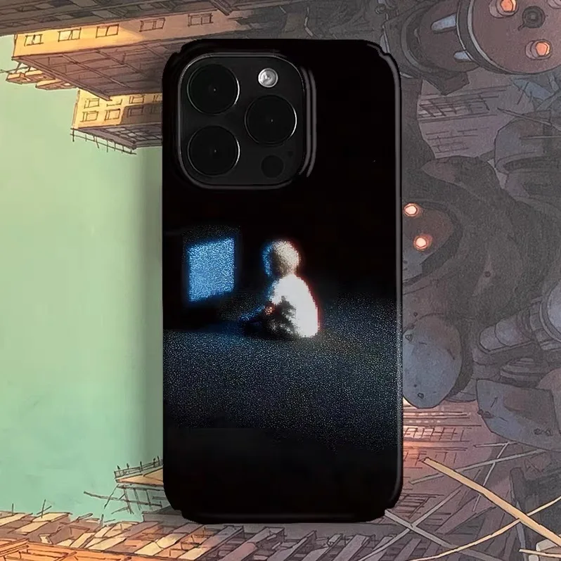 

Ins Black Lonely Little Boy Phone Case for IPHONE 17 Air 16E 15 PROMAX 14 Plus 13 12 MINI 11 PRO 16Plus XR Acrylic Phone Cover