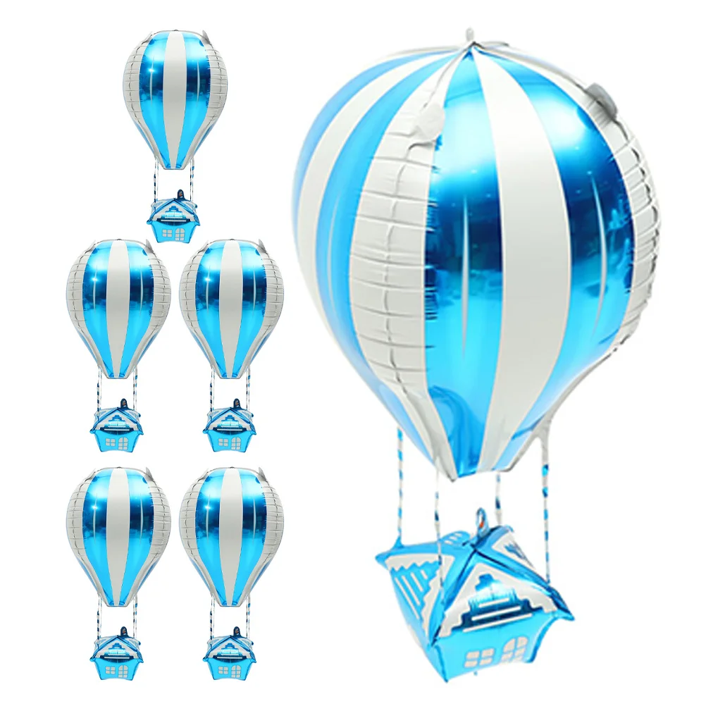 

6Pcs Hot Air Balloon Shape Aluminum Foil Balloons Colorful Birthday Party Baby Shower Travel Themed Classroom Decor