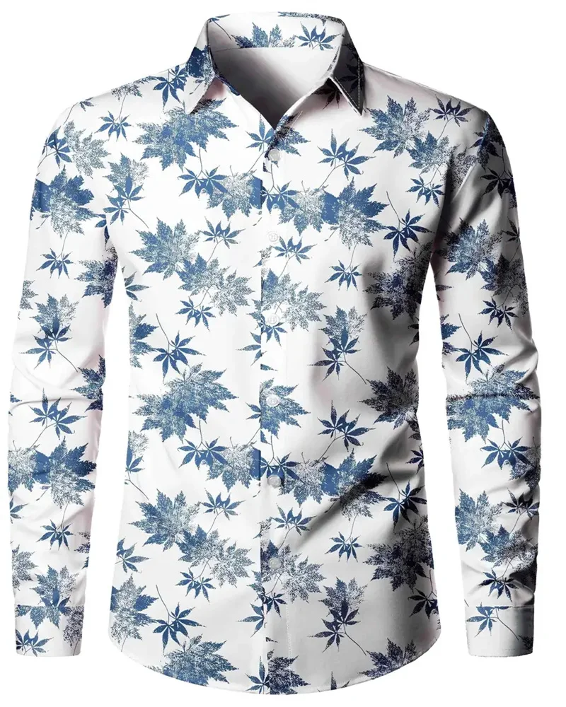 

2024 Men's Long Sleeves Shirt Tops Polka Dot Lapel Long Sleeve Clothing Regular Fit Polka Dot Print Button Men's Casual Shirt