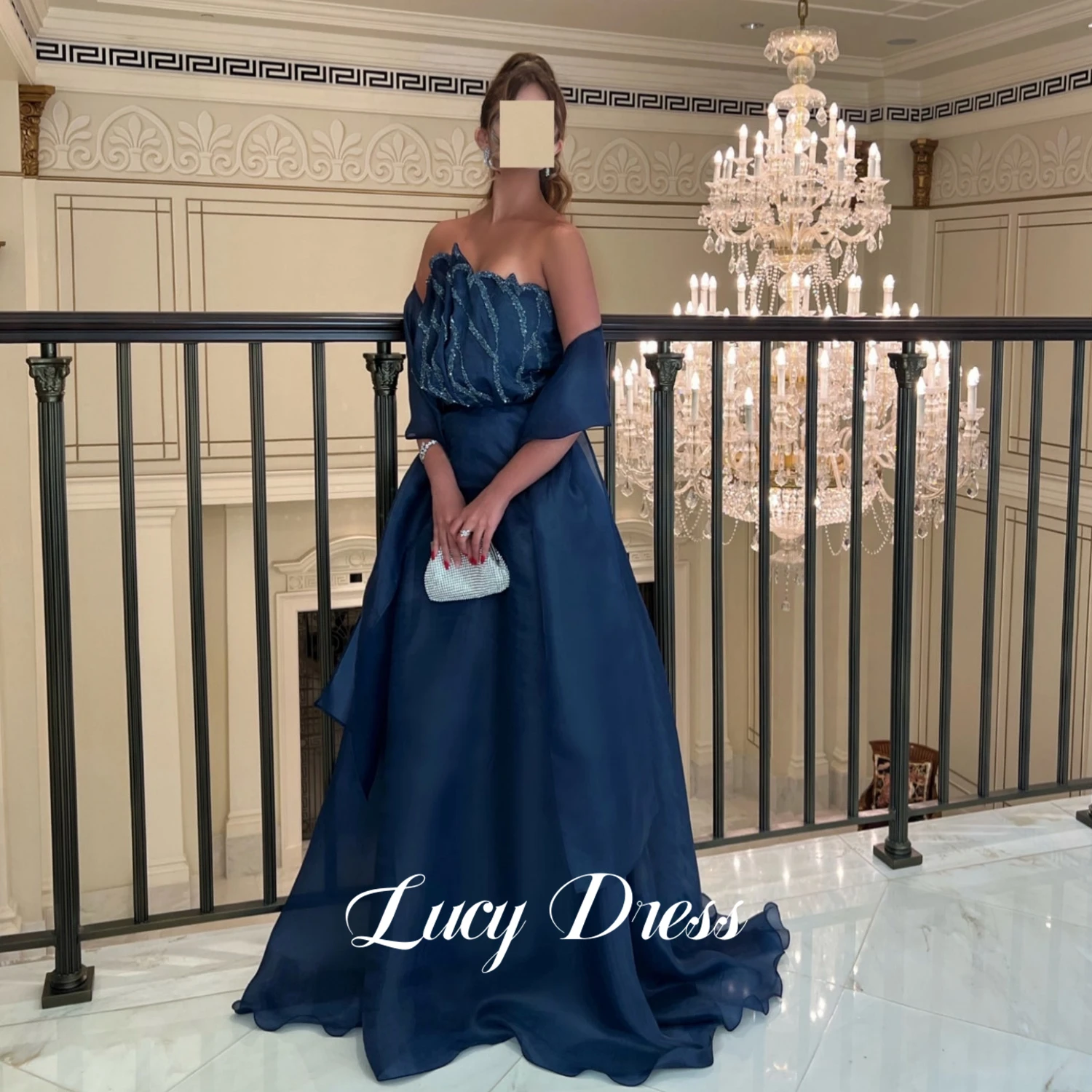 

Lucy Eid Al-fitr Evening Dress Elegant Luxurious Navy Blue Grace Bride Dresses Women's Party Prom Formal Woman New 2024 Chic