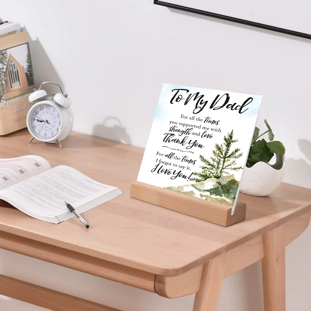 Fathers Day Plaque Sign Gift To My Dad Plaque Inspiring Quotes Tabletop Decoration Plaque Signs Ornament Decoration for Dad Gift