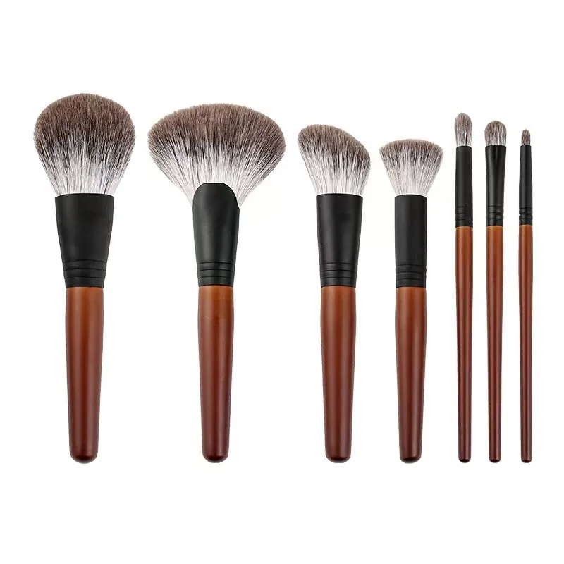 7 pièces Logo personnalisé poignée en plastique visage fond de teint poudre Blush fard à paupières correcteur pinceaux cosmétiques Kit ensemble de pinceaux de maquillage