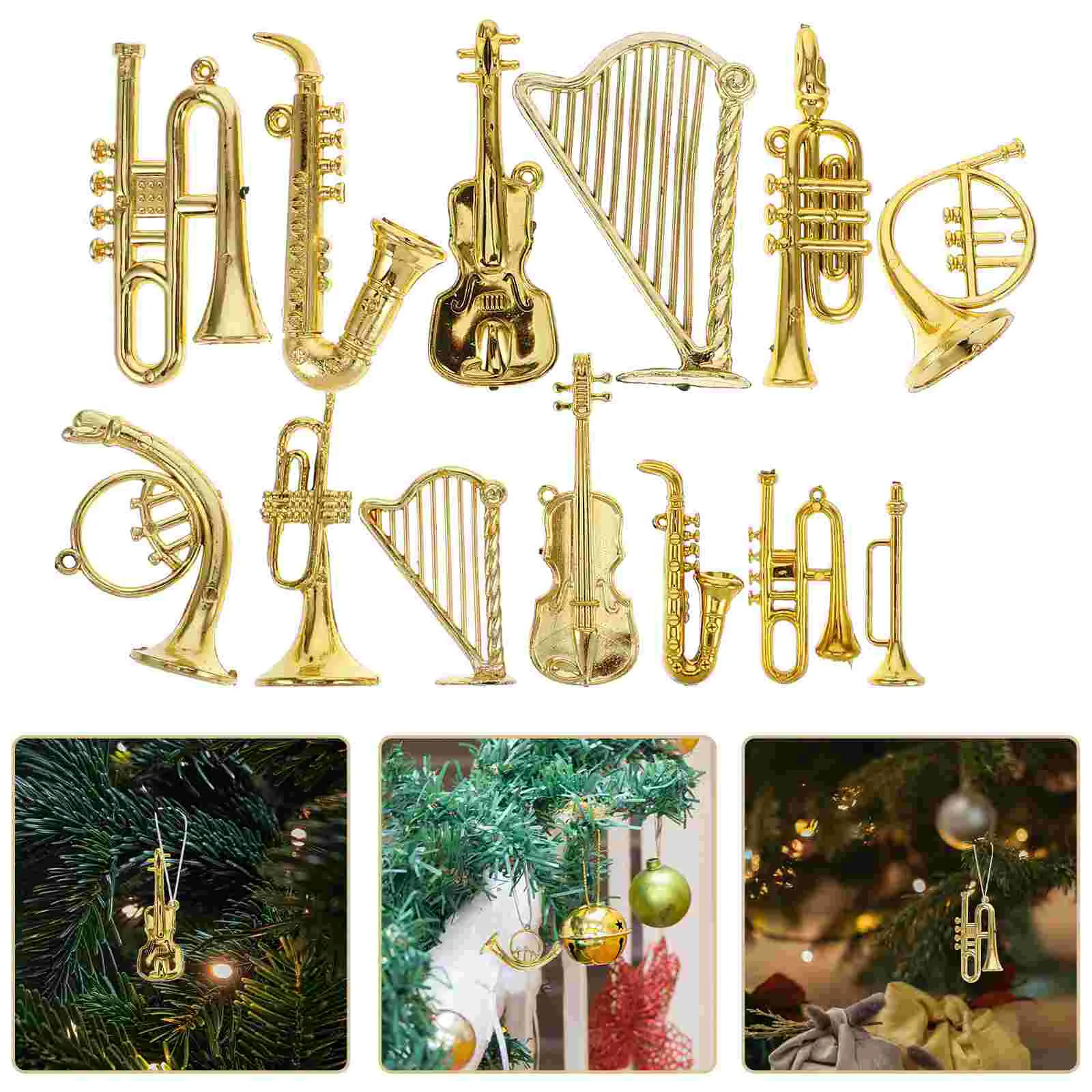 

13 Pcs Musical Instrument Pendant Plastic Hanging Instruments Miniature for Decor Decoration