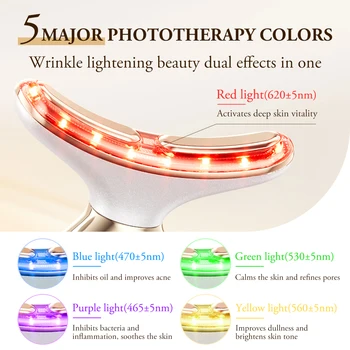 Dual Polar Neck Beauty Device Anti-aging Remove Double Chin EMS Facia Lifting 5-color Photon Warm Facial Massager 24K Gold 10