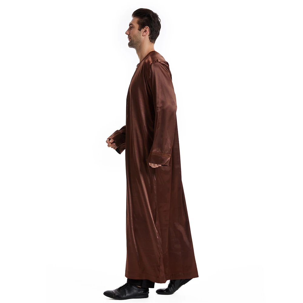 

Saudi Arabic Men's Robe Zipper Front Maxi Dress Ramadan Eid Islamic Clothing Muslim Men Abayas Abaya Kaftan Dubai Jubba Thobe