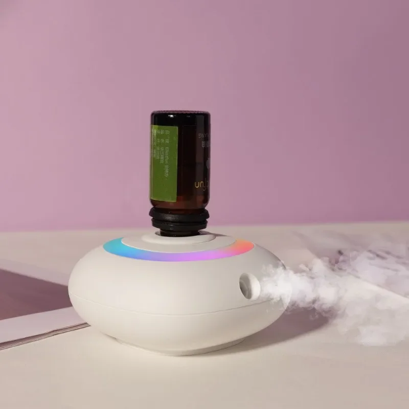 New Essential Oil Diffuser Colorful Rainbow Light Portable Waterless Aroma Diffuser Nebulizer Scent Machine Home Air Freshener