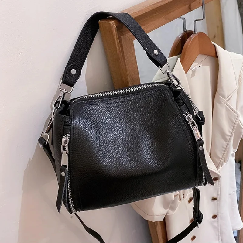 

100% Genuine Leather Women Handbags High Quality Female Tote Bag Cowhide Women Shoulder Bag Fashion Luxury Ladies Messenger Bags