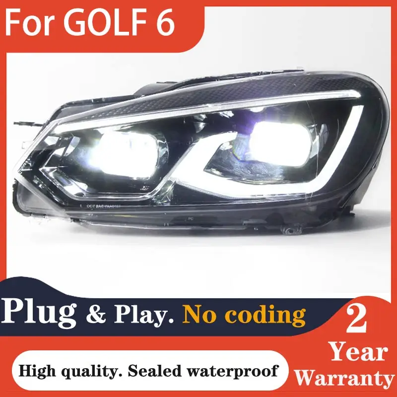 Фара для VW Golf 6 Golf6, светодиодная фара 2009-2013, фара R20 MK6 DRL, указатель поворота, дальний свет, линза проектора «ангельский глаз»