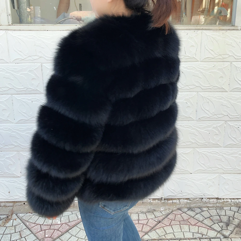 QUEENTINA Winter New Women's Cold Real Fox Fur Coat With Collar Especially Overcoat Leather Female Natural Plus Size 2023 Luxury