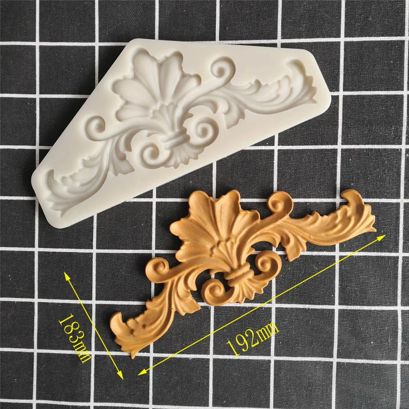 

Baroque Scroll Leaves Border Silicone Molds DIY Flower Cupcake Fondant Cake Decorating Tools