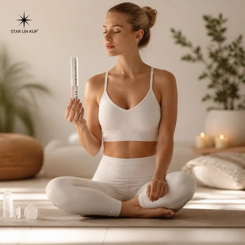 STAR LIN KUP Crystal Singing Bowl Mallet Accessory Premium Wooden Handle with Soft Felt for Healing Meditation Yoga