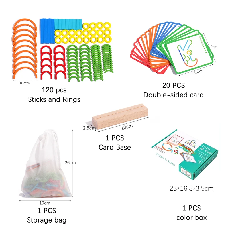 Kinder Montessori Spielzeug Holz kreative Stöcke und Ringe Puzzle Intelligenz Spiel logisches Denken Spiele Kinder Lernspiel zeug