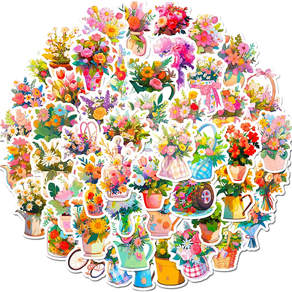 

10/30/50pcs Cute Cartoon Flower Aesthetic Stickers Decals DIY Notebook Laptop Phone Suitcase Guitar Decoration Sticker Kids Toys