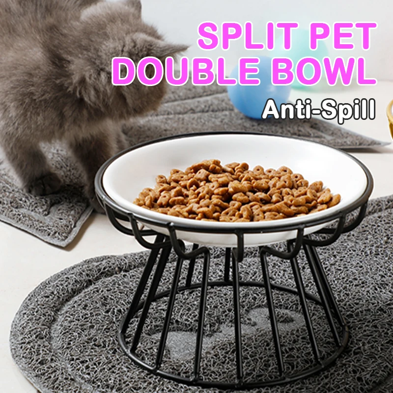 

Pet Ceramic Bowls Cat Bowls Tall Ceramic Cat Food Bowls Snack Canning Tray Whiplash Prevention Anti-Tip Cat Food Bowl