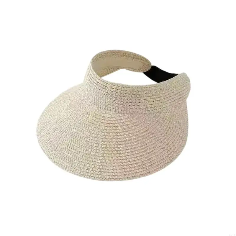 Travel Sun Hat Woven Straw Cap Open Top Shade Hat for Women Girl Daily Styling Y166