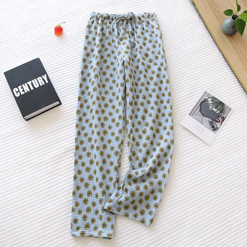 Fdfklak Pantalones De Mujer New Floral Printed Pajamas Pants For Women Loose Cotton Spring Autumn Home Wear Trousers Female