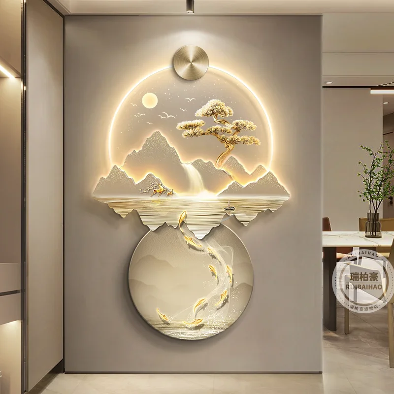 Luxury Landscape Design Metal Art Wall Hanging Home Living Room Decoration 3D New Product   Light Emitting