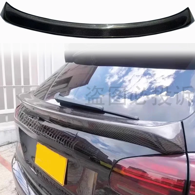 Suitable for Porsche Cayenne 958 2011-2014 True Carbon Fiber/FRP Black Middle Wing Rear Wing Luggage Lip Top Spoiler Auto Parts