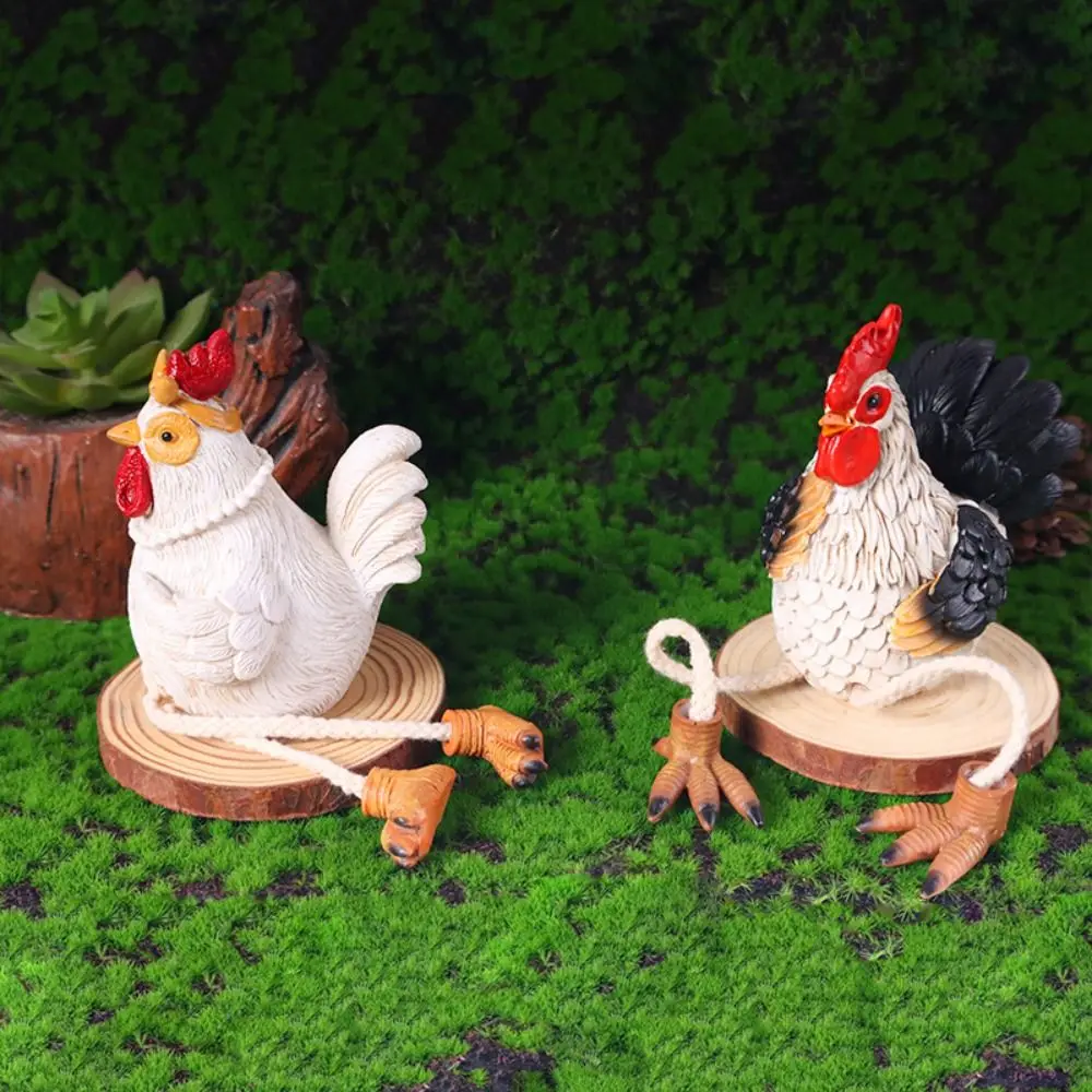 

2pcs Micro Landscape Resin Hanging Turkey Couple Figurines Handmade Cute Turkey Statue Decorative Garden Animal Ornament Yard
