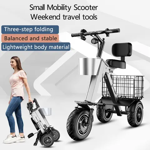 WILLJERDY electric scooter for adults，Foldable tricycle design, 450W motor, 10-inch pneumatic tire, with headlight and taillight