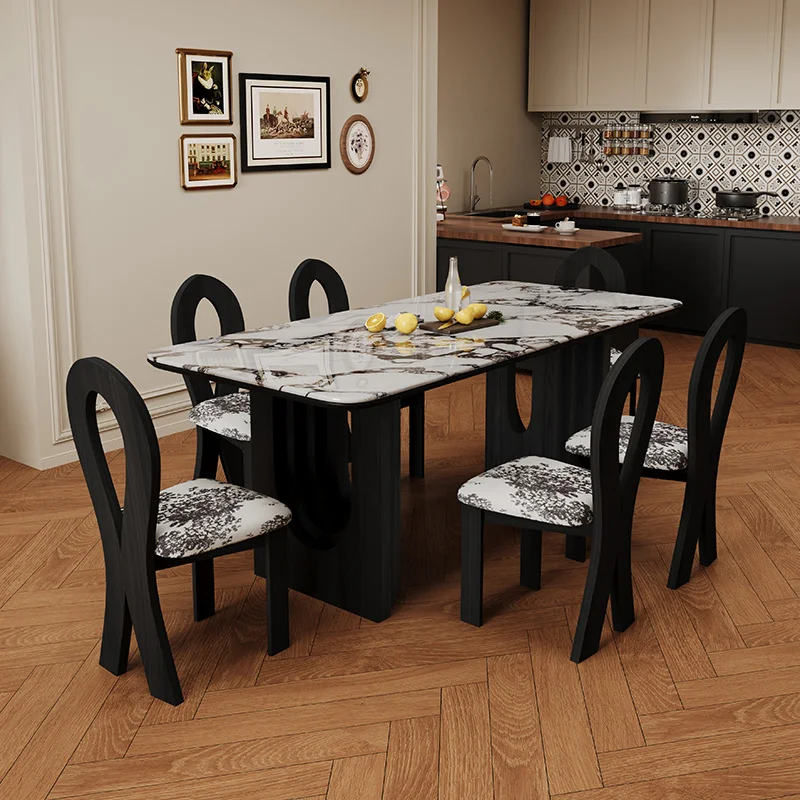 

Luxury Modern Dining Tables Black Nordic Marble Wood Restaurant Set Tables Kitchen Center Chairs Mesas De Comedor Home Furniture