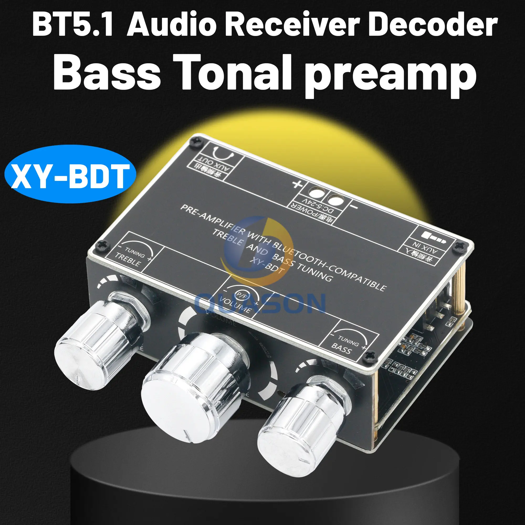 XY-BDT Bluetooth 5.1 Audio Receiver Decoder Stereo Tone Board Volume Controller Treble Bass Tonal preamp Amp Knob For Amplifier