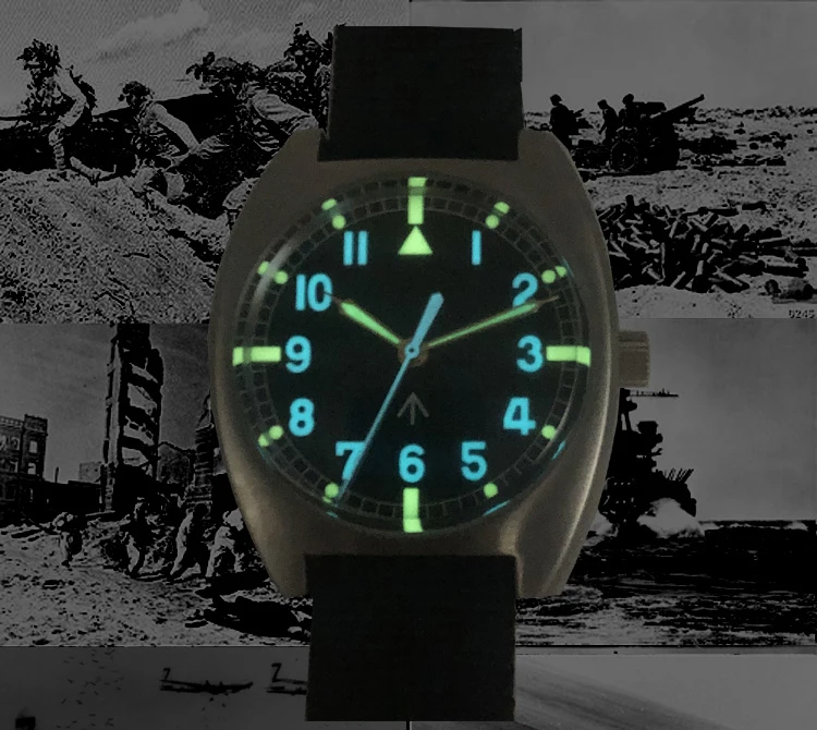Baltany Mens Pilot Watches Military Watch Retro Automatic Wristwatch Tonneau Bubble Sapphire Mirror 100M Waterproof NH35
