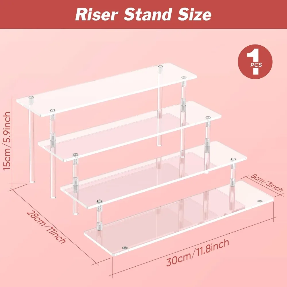 4 Tier Acrylic Display Risers Clear Perfume Organizer Cupcake Stand
