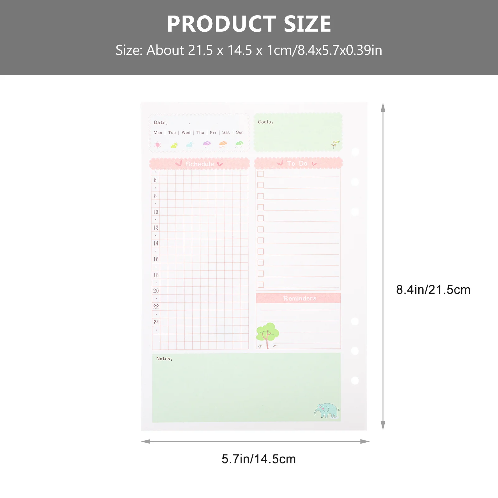 2 قطعة A5 عبوات ورق أوراق فضفاضة 6 ثقوب تصميم ملون مشرق مناسب دفتر ملاحظات حلزوني مخطط كتابة الرسم