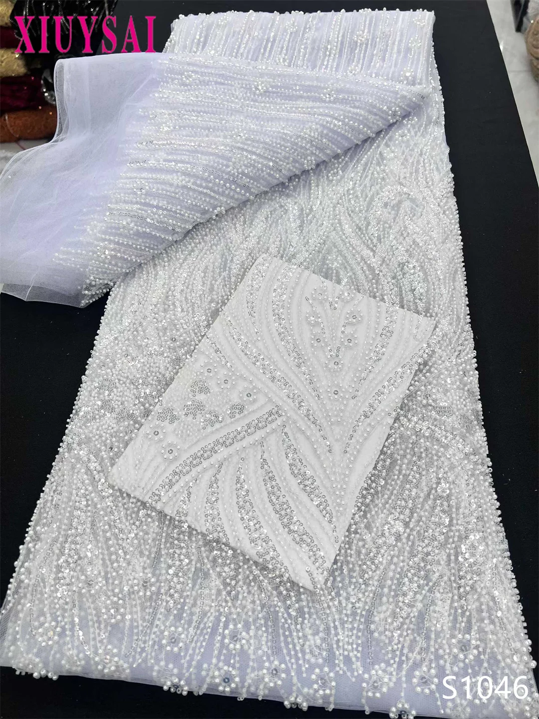 

Белая кружевная ткань 2025, расшитая бисером кружевная ткань с блестками, нигерийская свадебная ткань высокого качества с вышивкой, тюль, кружевная ткань для свадьбы