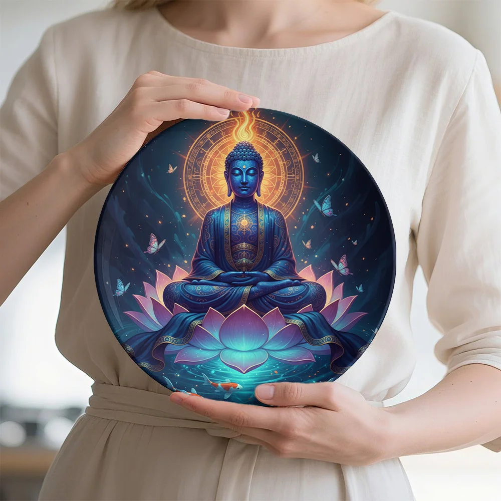 1pc  on for Lotus Designed Decorative Plate, Novelty Fashionable Decor Plate for Wall and Table, Non-Food Contact, Decorative