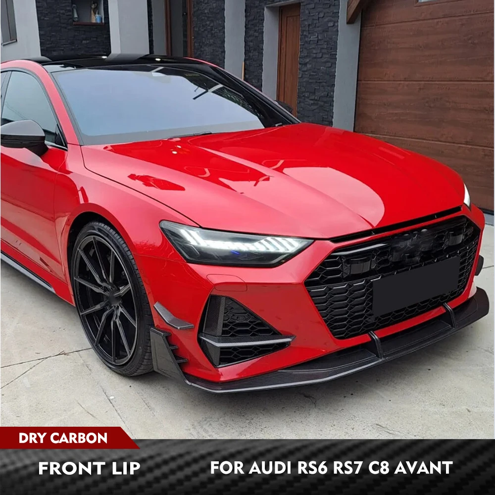 

For Audi RS7 RS6 C8 Hatchback 2020 - 2022 Dry Carbon Fiber Front Bumper Lip Splitters Front Bumper Lip Spoiler Splitters Guard