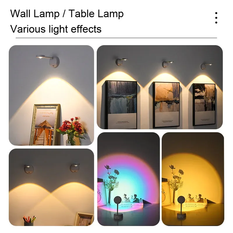 Xiaomi Night Lamp With Motion Sensor Rechargeable USB Wall Lamp 3 Colors Sunset LED Light For Room Bedside Table Cabinet Decor