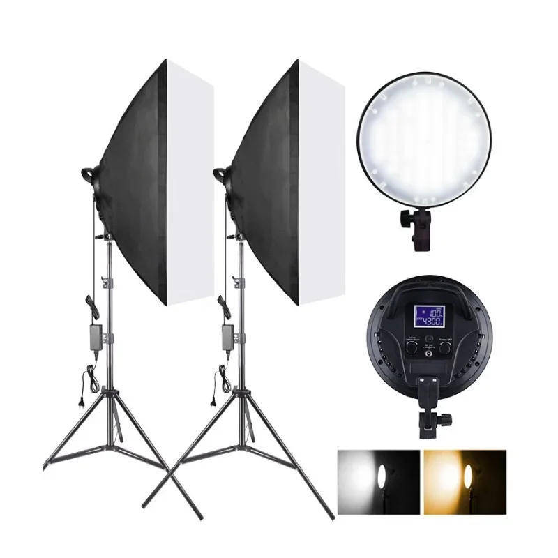 LED light disc light set, with monitor dual color temperature adjustable photography light
