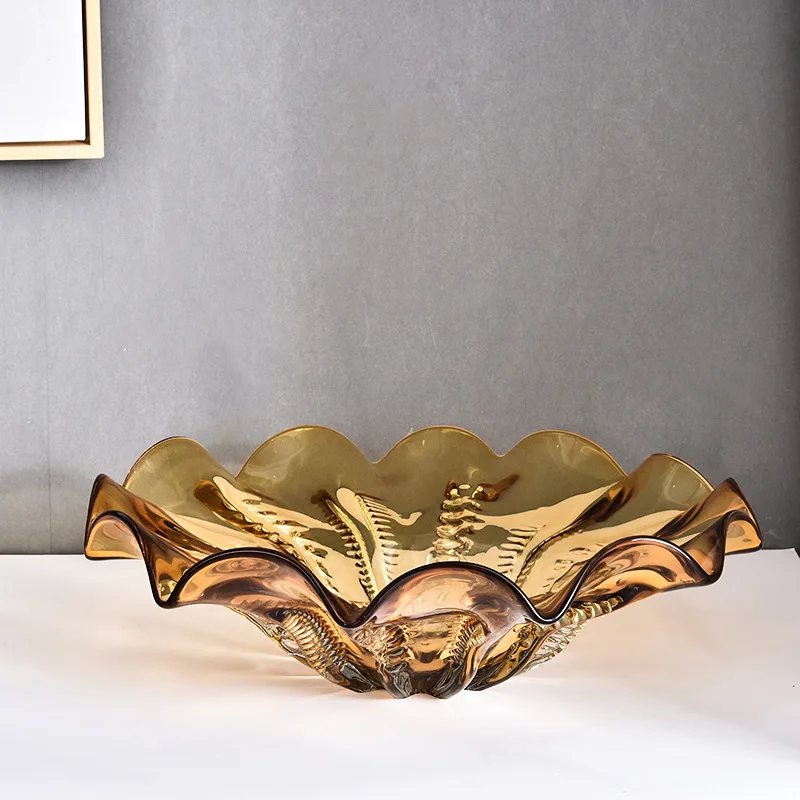 

Simple and modern handmade decorative ornament glass fruit plate, French luxury neoclassical living room coffee table model room