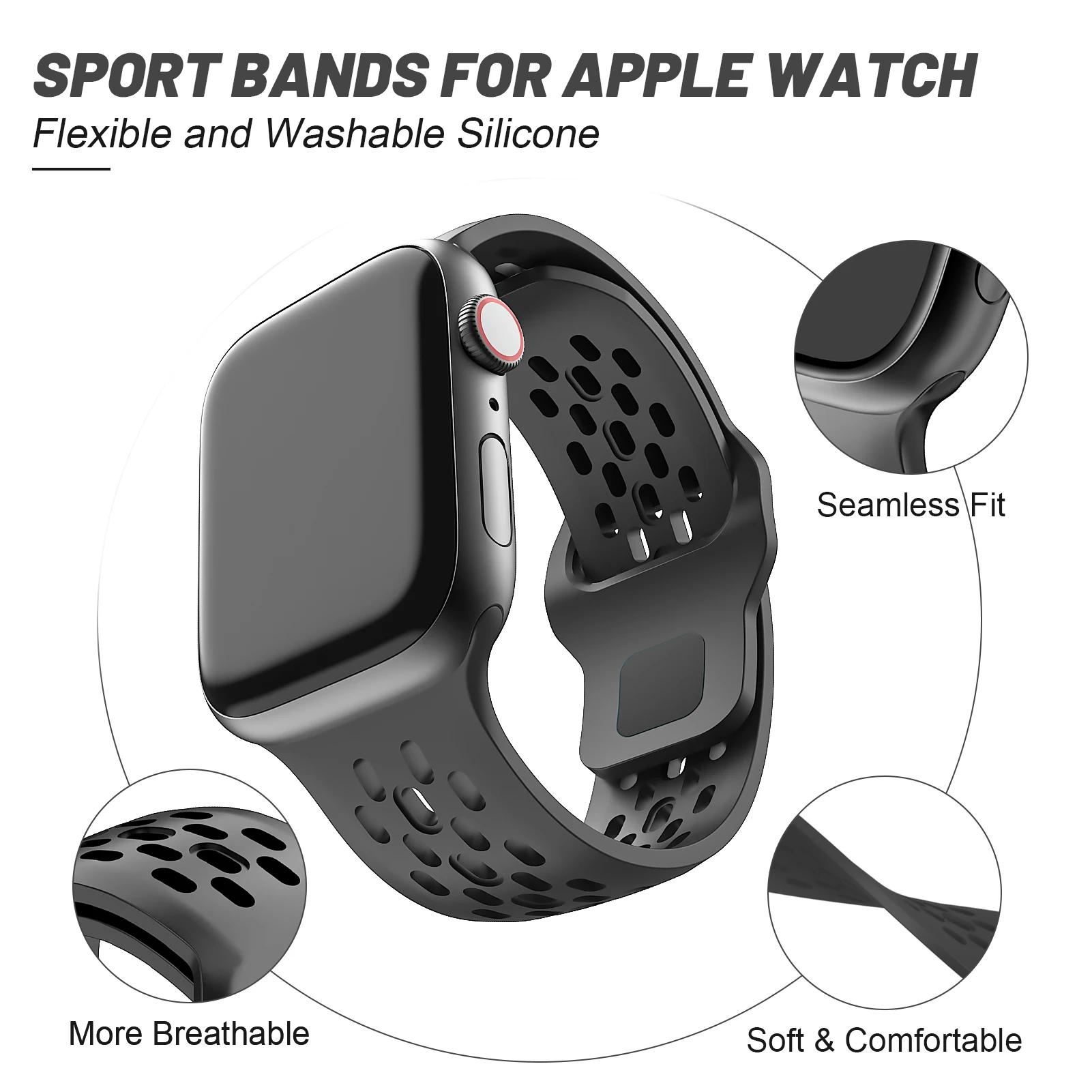 Bracelet en silicone pour Apple Watch, 44mm, 45mm, 49mm, 40mm, 41mm, 38 dehors Band, Correa Bracelet, iWatch Series 9, 8, 7, 6, SE Ultra 2 Band