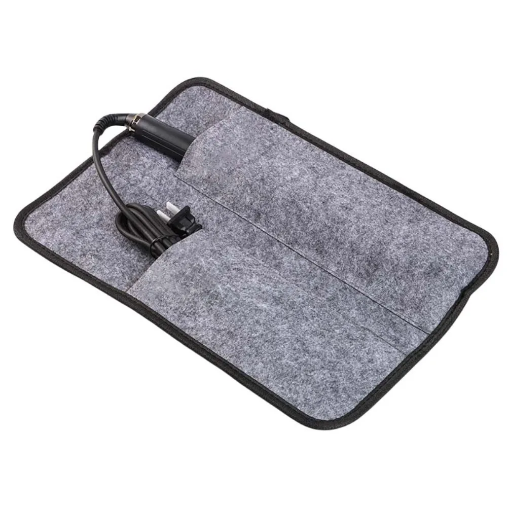 

Felt Curling Iron Bag Dustproof Protective Cover Straightener Storage Pouch HighTemperature Curling Iron Insulation Mat