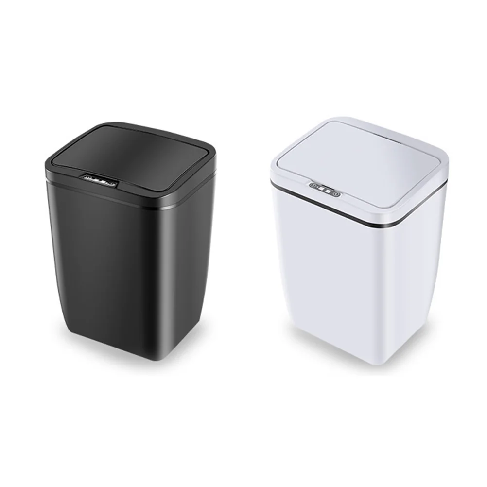 Inductive Trash Can Trash Bin Automatic Smart Sensor Kitchen Bathroom Rubbish Bin Garbage Can Waste Bin without Battery (Black)