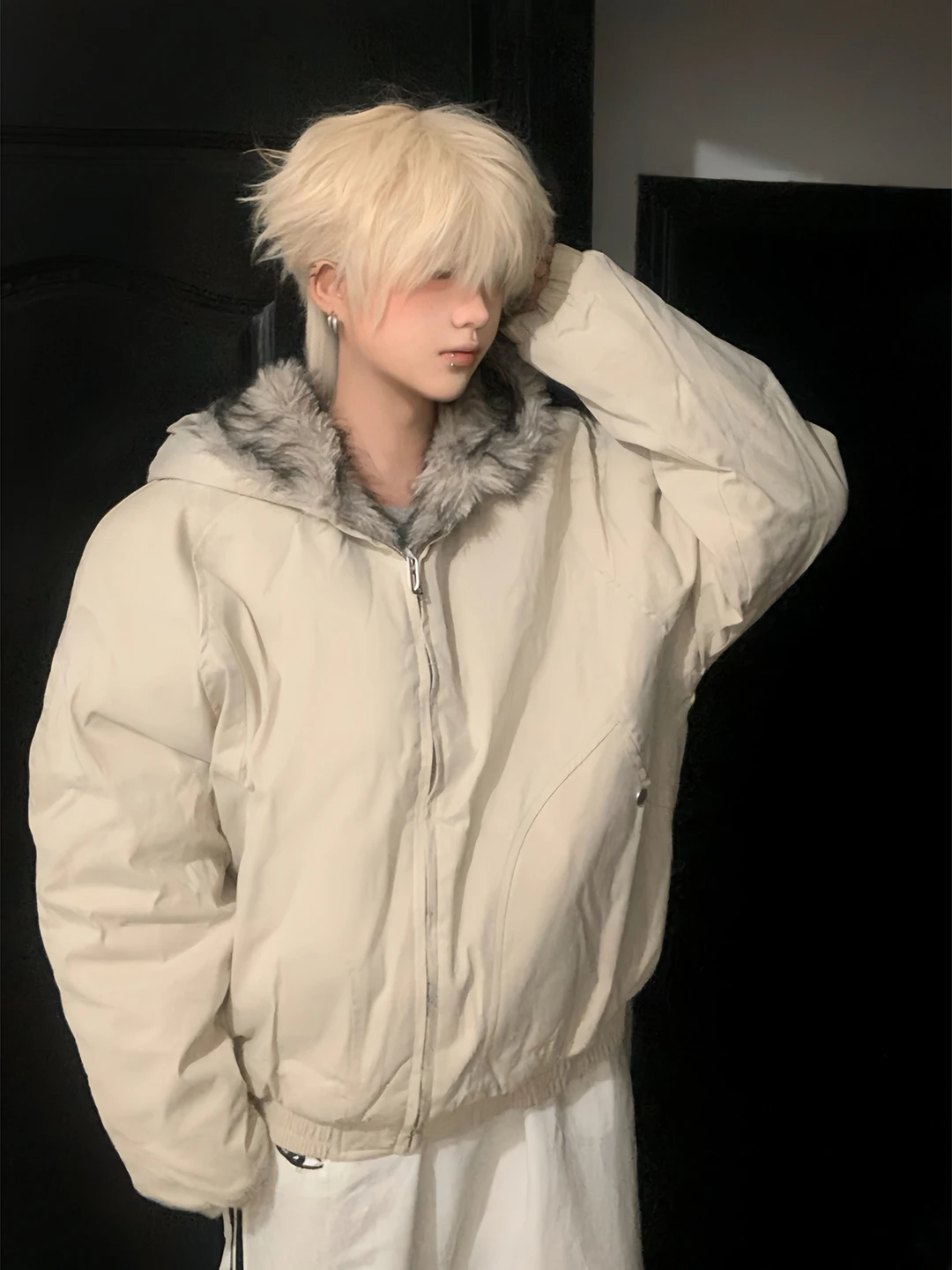 

Утепленная мужская куртка из американского хлопка с меховым воротником, приталенного кроя, теплая зимняя верхняя одежда, на молнии, с длинными рукавами