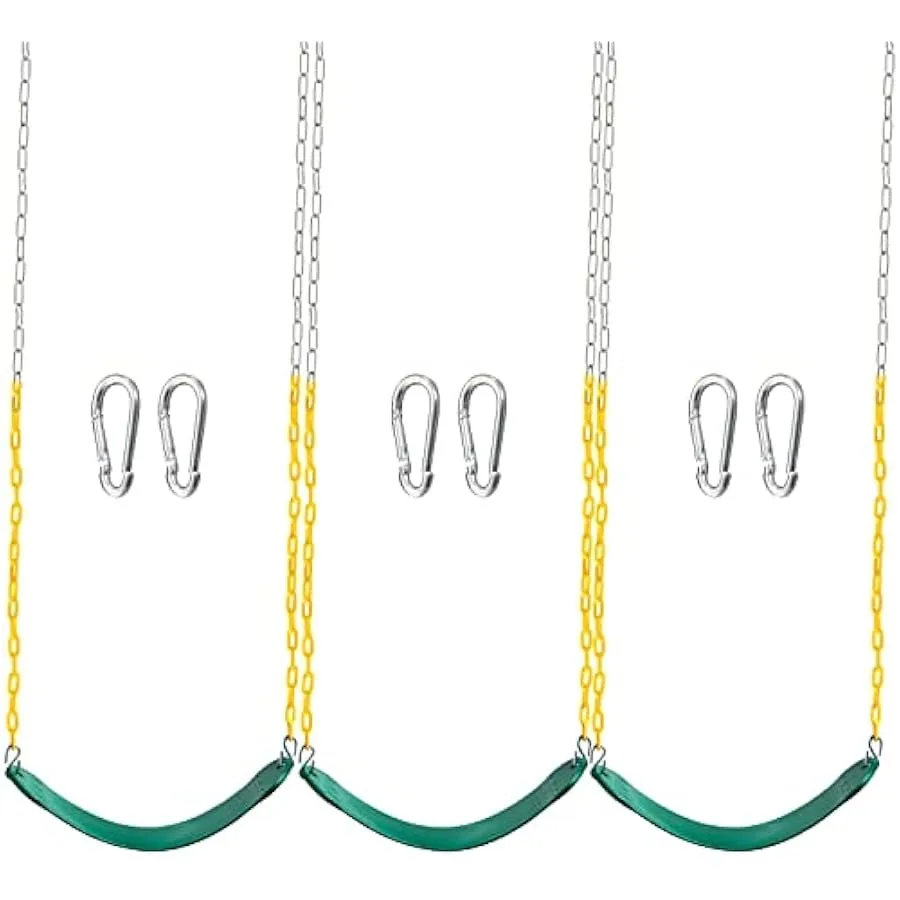 

3 Pack Green Swing Seats Heavy Duty 66 Chain Swing Set Accessories Replacement Snap Hooks for Outdoor Play Playground Trees Swi